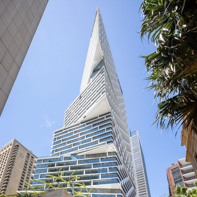 The top of Quay Quarter Tower above the clouds 
