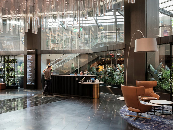 Interior image of Gateway Sydney office tower lobby 