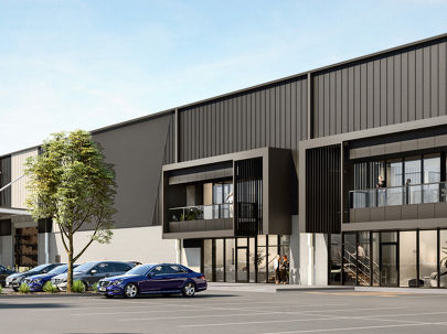 Artist impression of a car park outside a Vertex industrial building