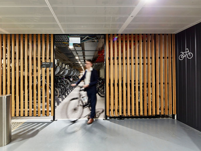 Interior image of 100 Mount Street office amenities bike storage 