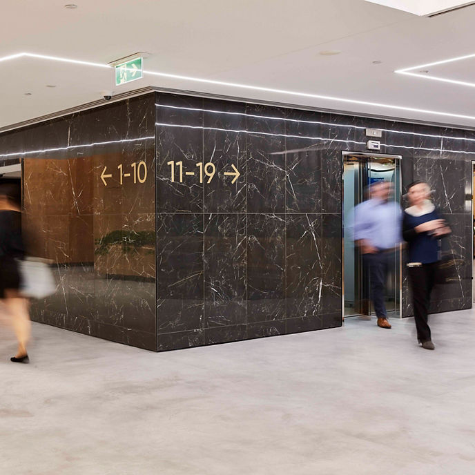 Interior image of 42-60 Albert Street Brisbane office tower lift lobby