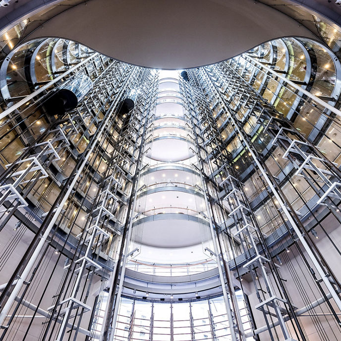 Looking up through the interior void of 1 Bligh Street in Sydney