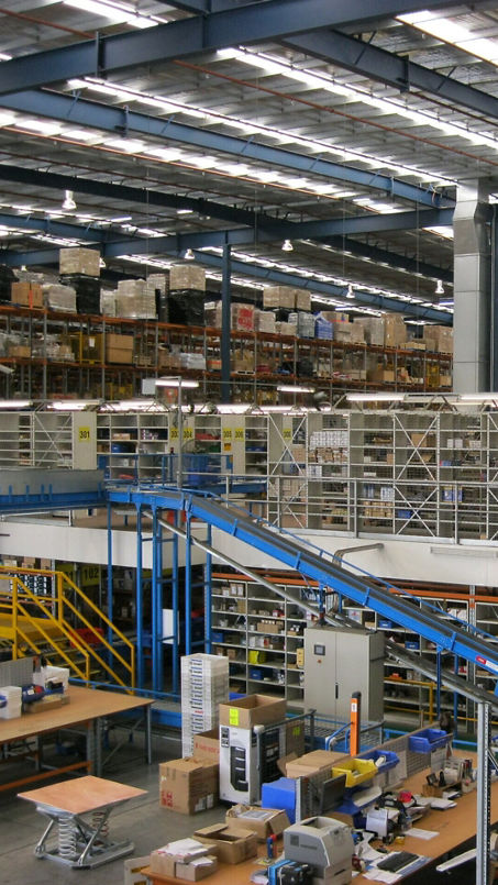 Internal image of warehouse with automation facility and storage