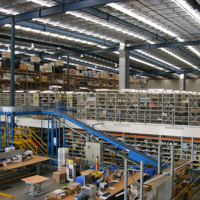 Internal image of warehouse with automation facility and storage