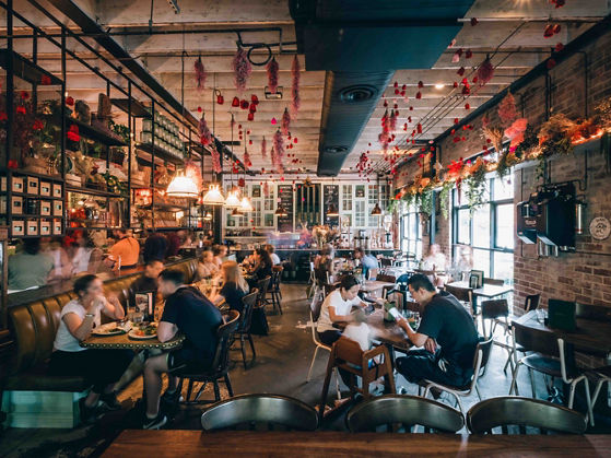 Interior image of The Grounds Alexandria industrial style dining