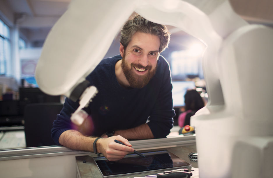 Man working on Robotics