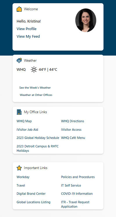 AAM's mobile intranet interface
