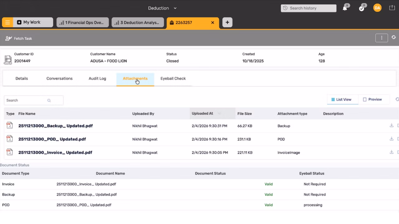 ERP-driven case creation and document intake