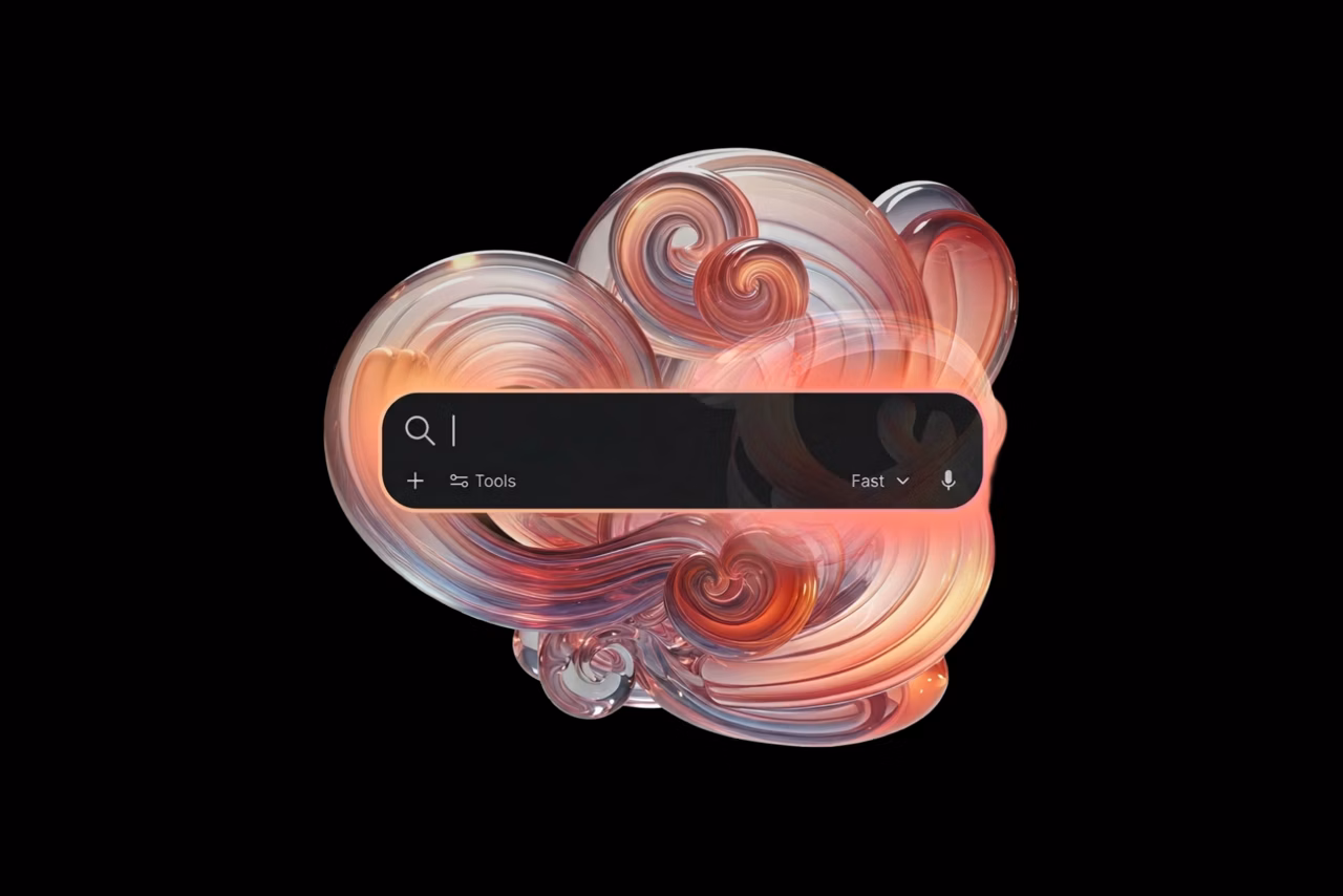 Abstract cloud interface with search bar