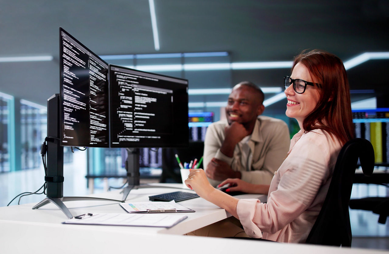 African American Programmer Woman Coding On Computer