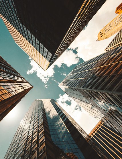 low angle view of the skyscrapers in nyc