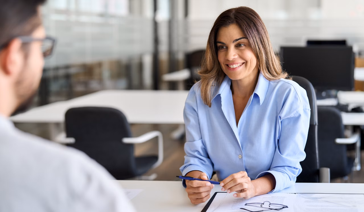 Professional woman in office interview meeting