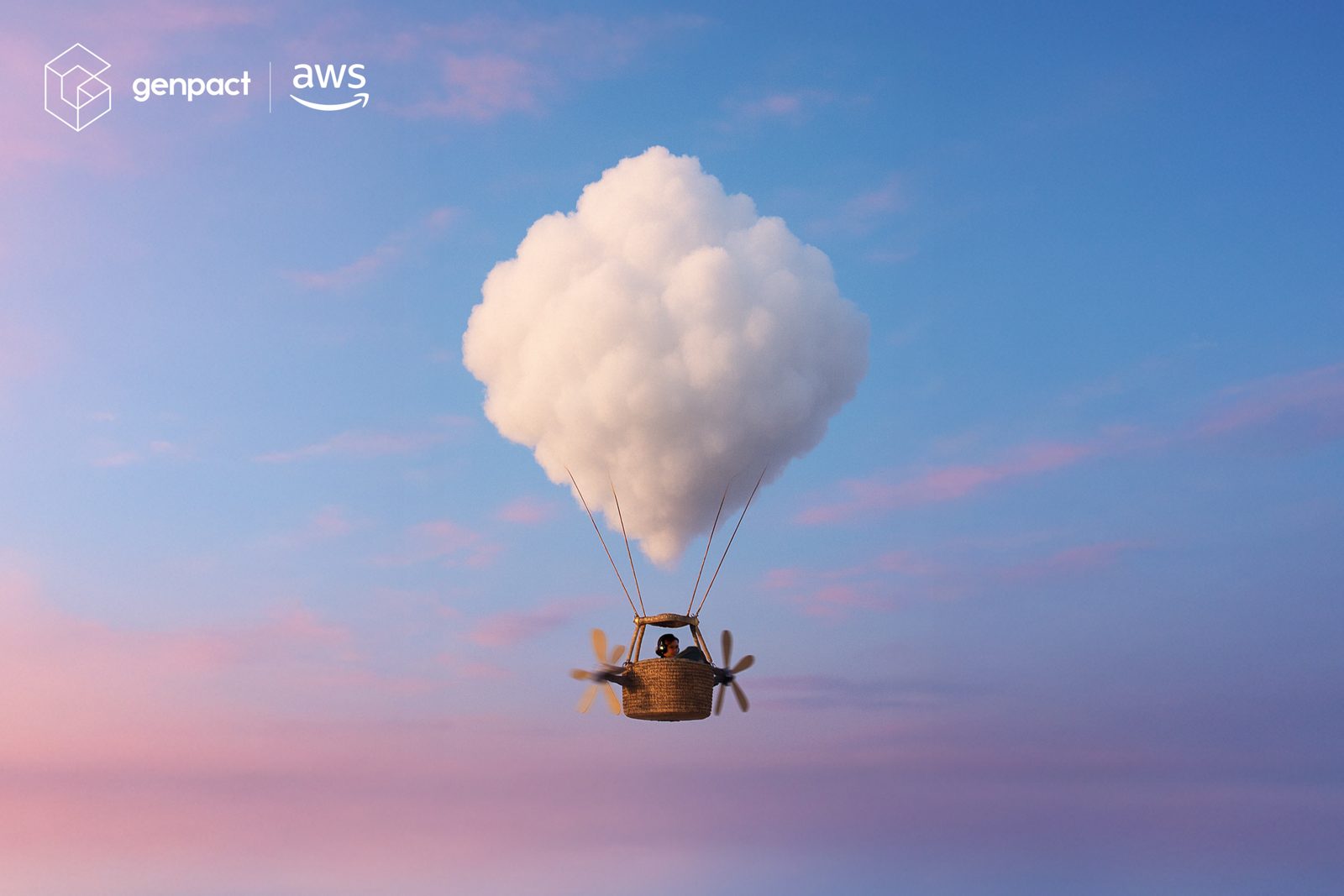 Hot air balloon made of clouds