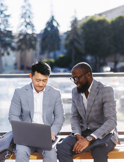 Workers elaborating business idea 