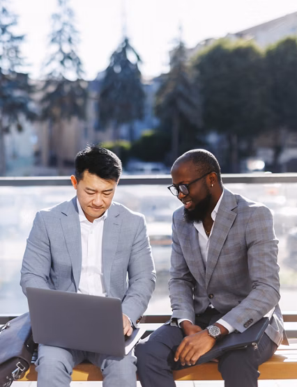 Workers elaborating business idea 