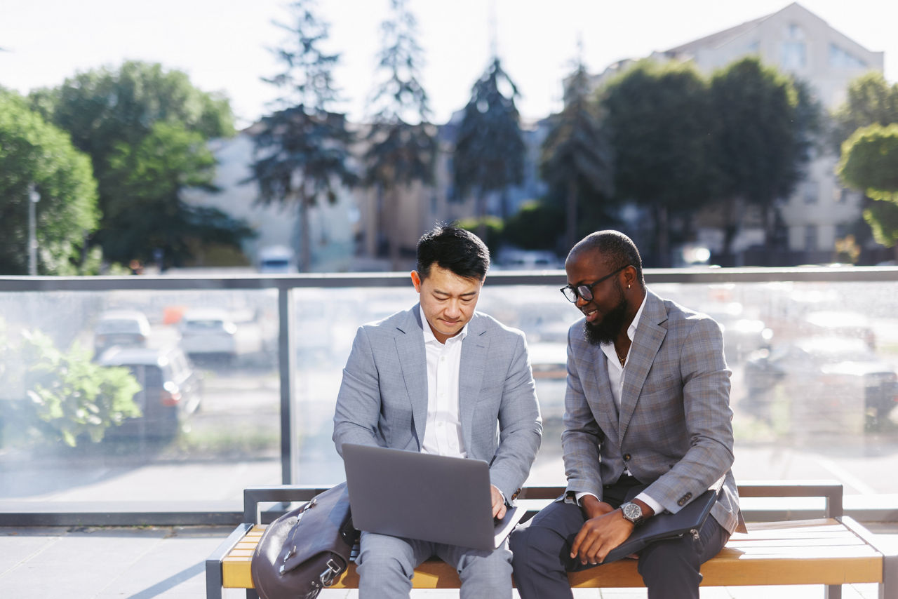 Workers elaborating business idea 