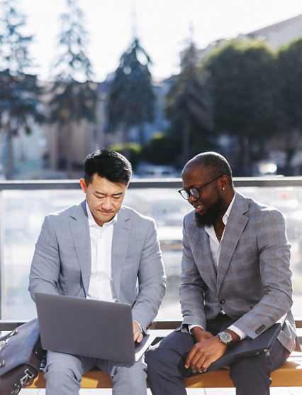 Workers elaborating business idea 