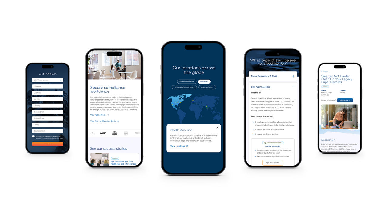 mobile views of the new Iron Mountain website