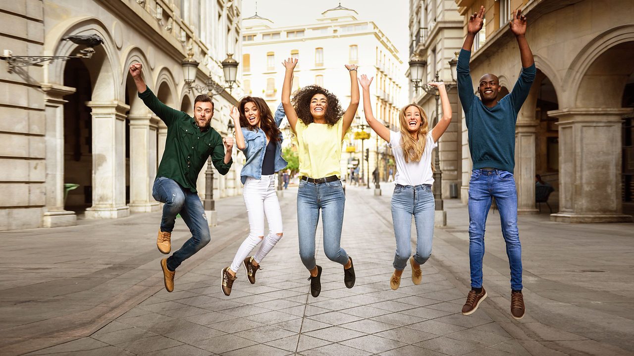people jumping in the air
