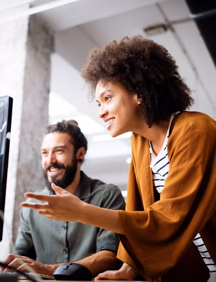 Programmer people working in a software developing company