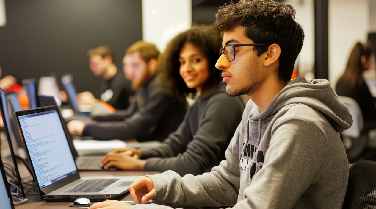 Students Engaged in Computer Programming Class Session