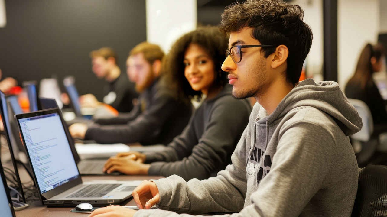 Students Engaged in Computer Programming Class Session