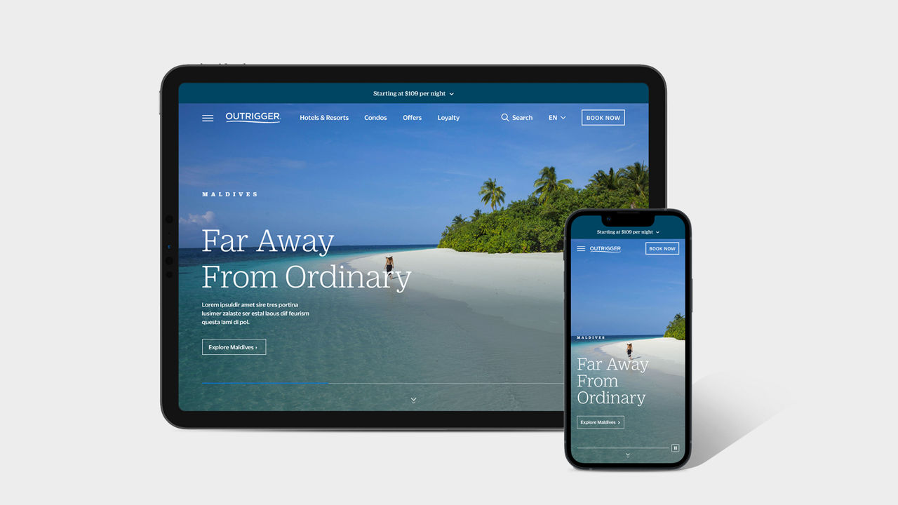 Desktop and mobile views of the new Outrigger website