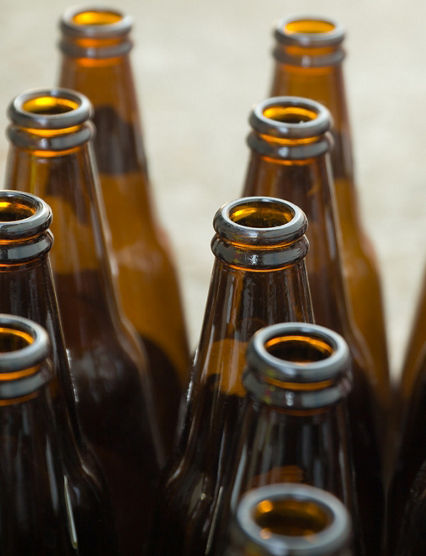 bottles of brown glass, Beer bottles