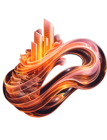 Futuristic infinity loop with glowing city