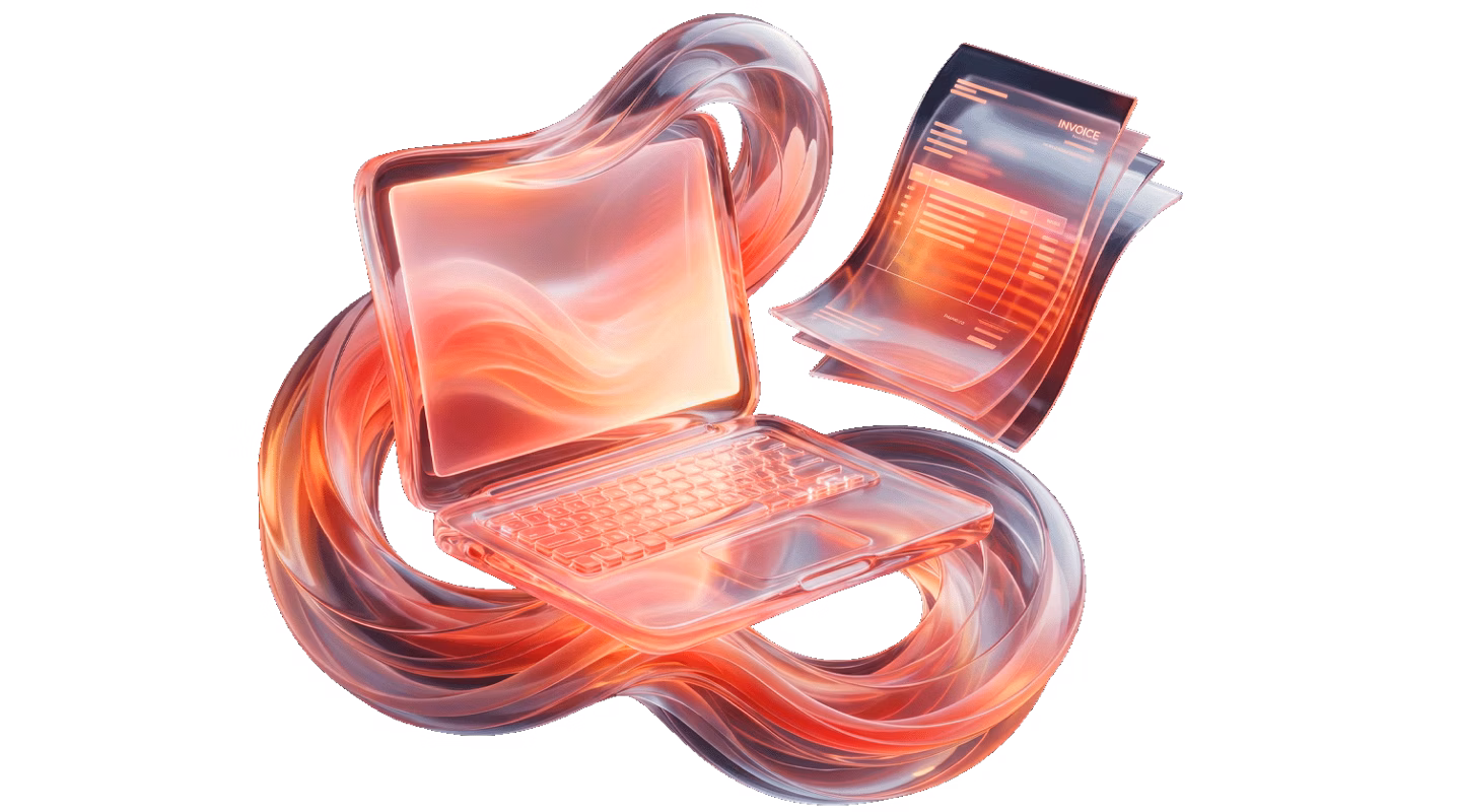 Digital laptop with flowing data