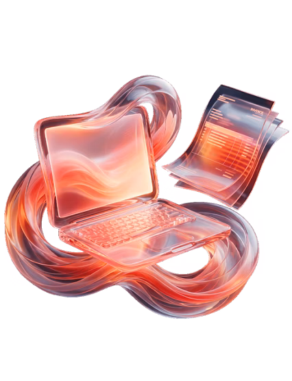 Digital laptop with flowing data