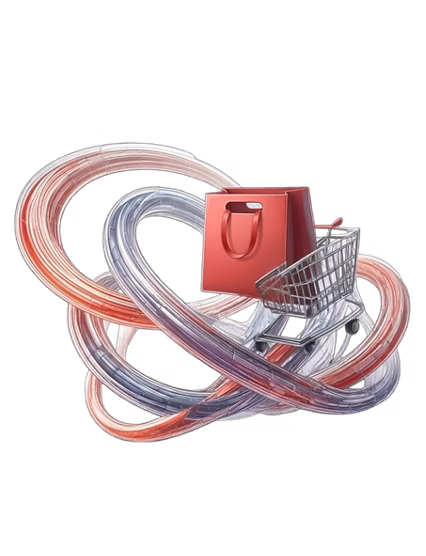 Abstract ecommerce cart with swirling tubes