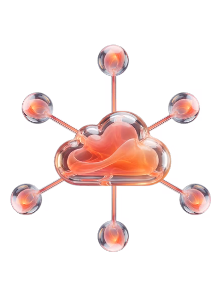 Abstract cloud network with connected nodes