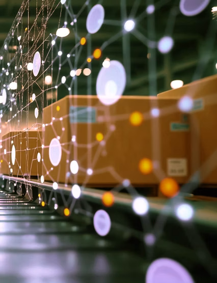 Smart Warehouse with Artificial Intelligence Displaying Cardboard Boxes