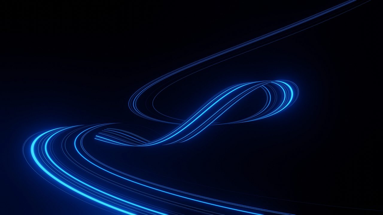 3d render motion line of speed and power or light trails. High-speed light with curve movement beam. 5G Technology fast and futuristic background. Abstract motion blur.