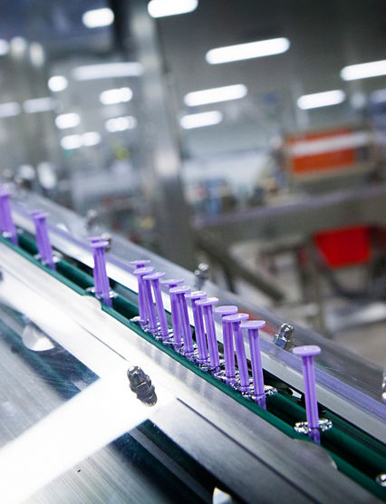 Reportage at LEO Pharma's pharmaceutical manufacturing plant in Vernouillet, France. Manufacture of injectable products in pre-filled syringes. (Photo by: BSIP/Universal Images Group via Getty Images)