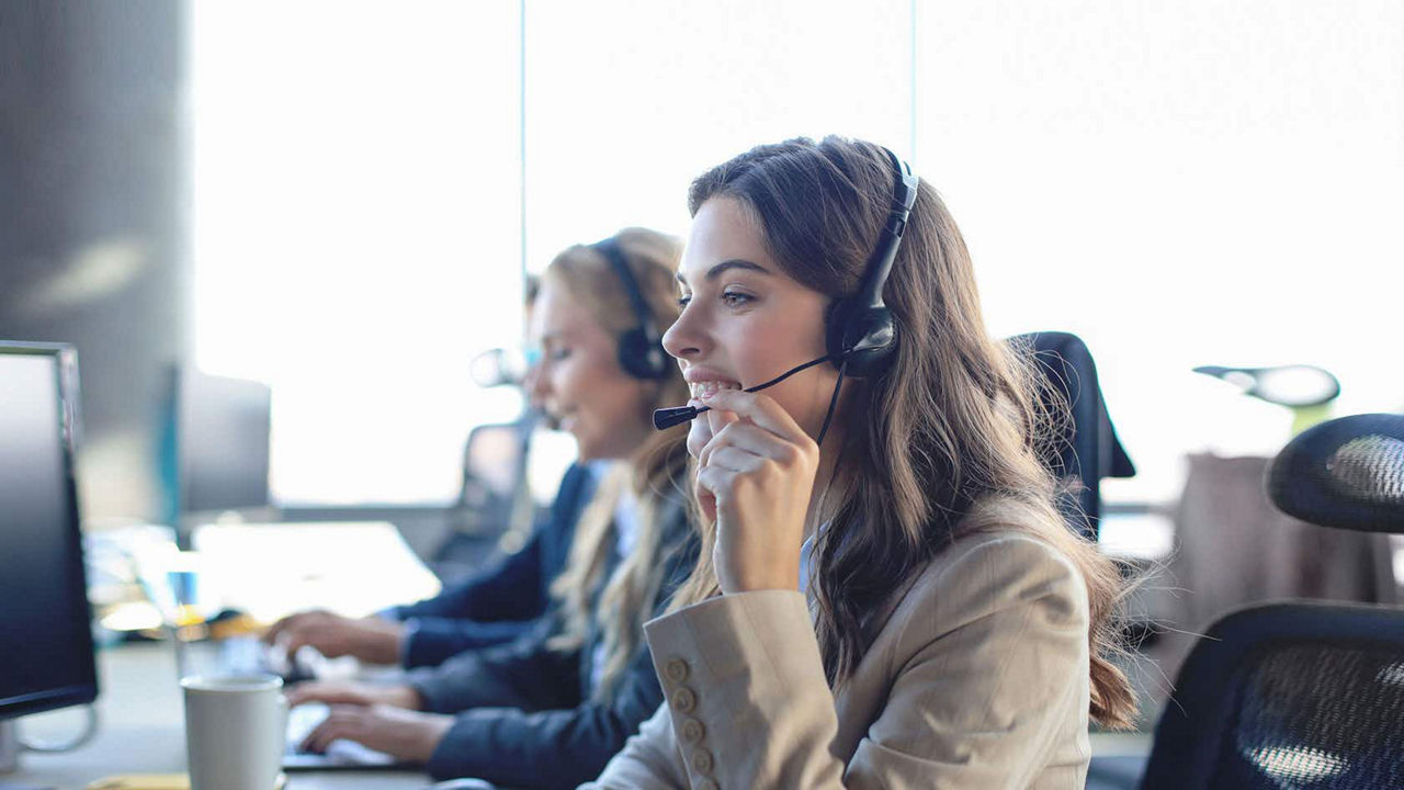 Woman in call center