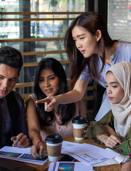 malaysia, multi racial, hijabm coworking, cafe, business team, meeting, working