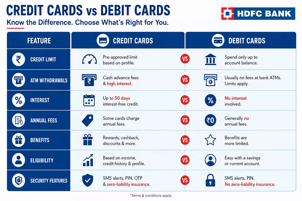 Difference Between Credit Card And Debit Card 