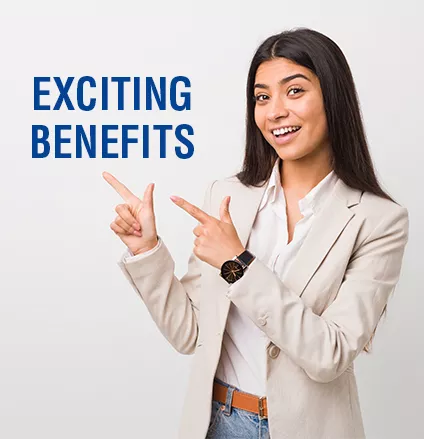 Young business arab woman isolated against a white background pointing with forefingers to a copy space, expressing excitement and desire.