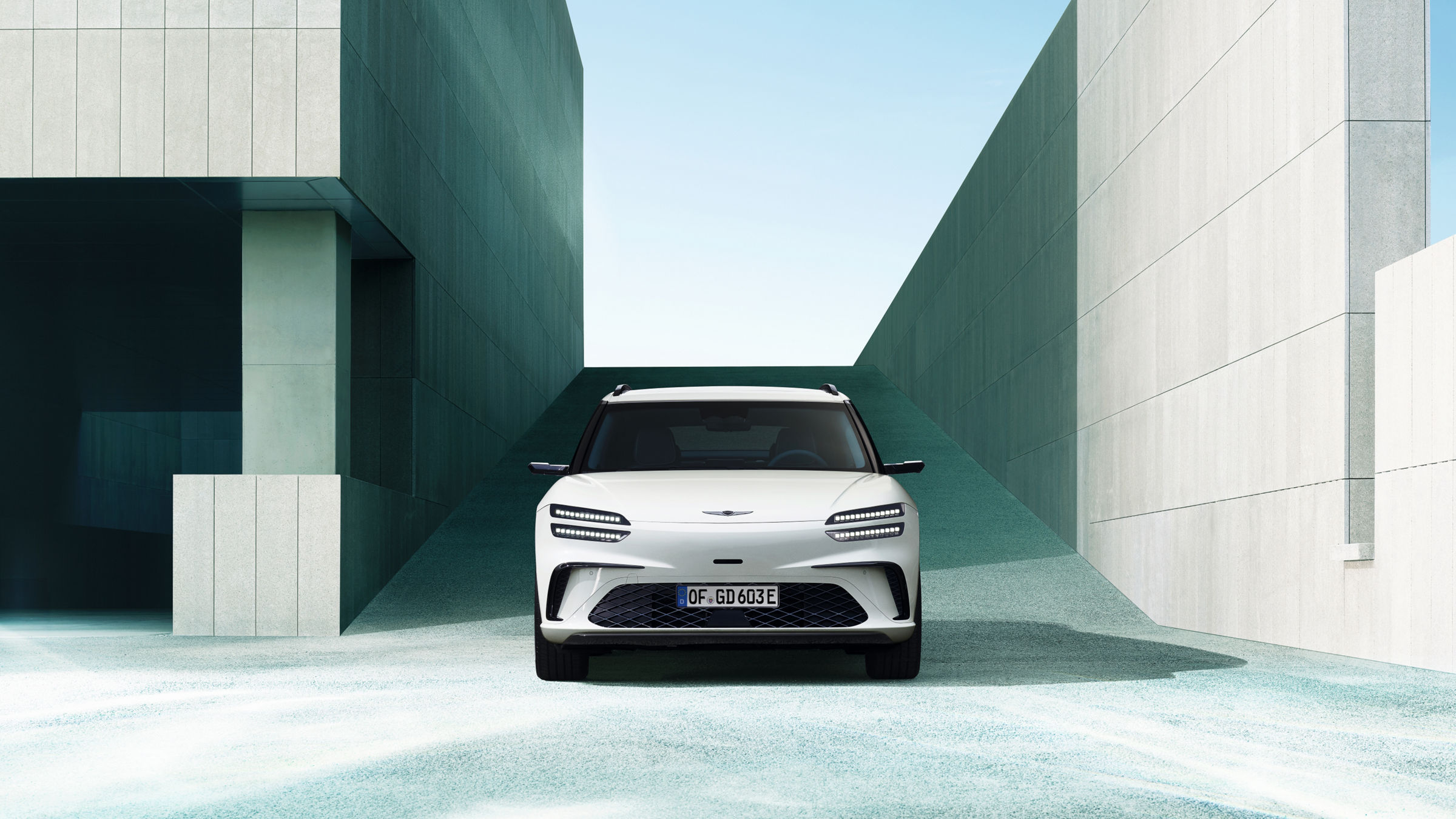 Genesis GV60 Electric Vehicle (EV) luxury crossover exterior key visual.