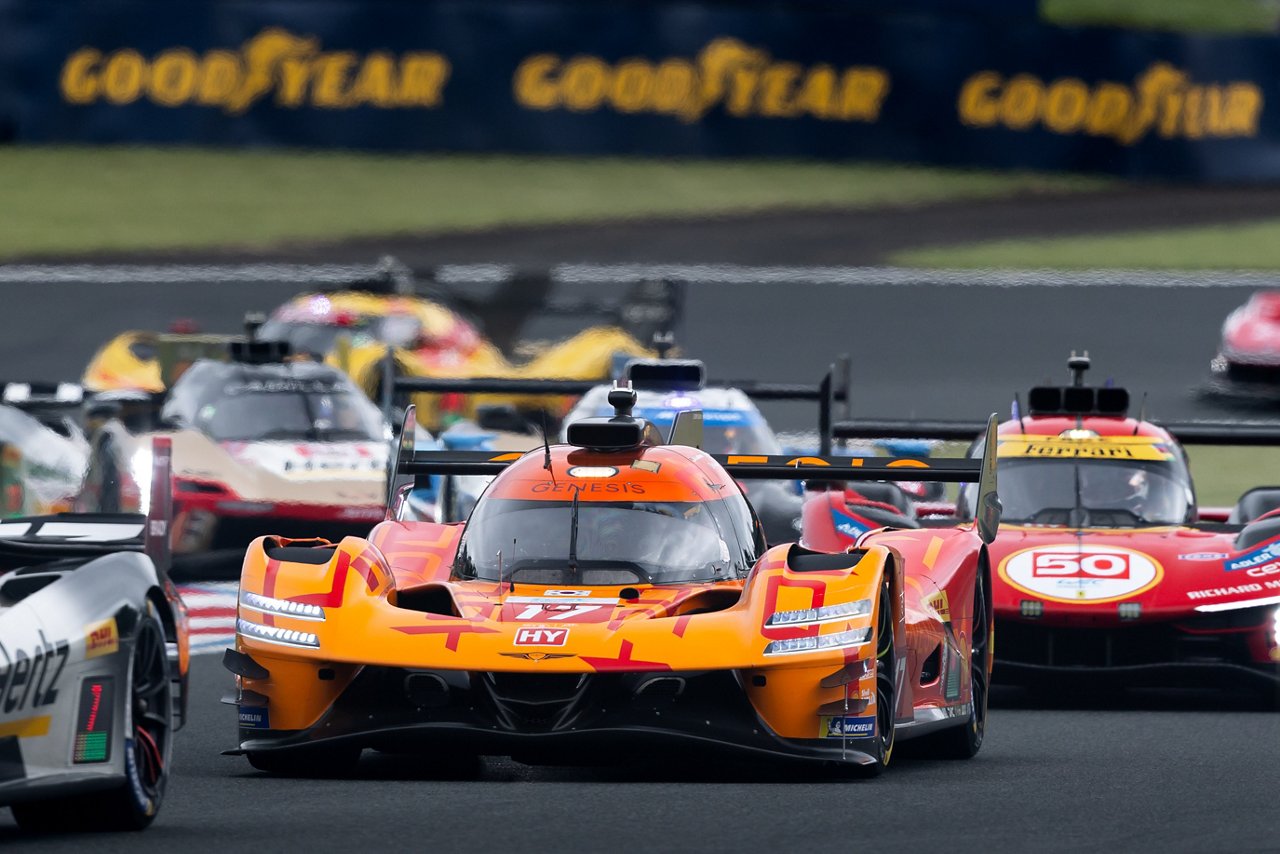 GMR-001 Hypercar racing among the field at WEC Fuji.