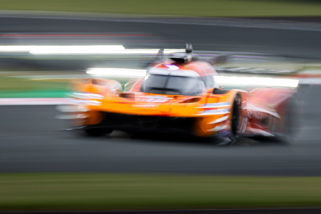 GMR-001 Hypercar racing at high speed at WEC Fuji.