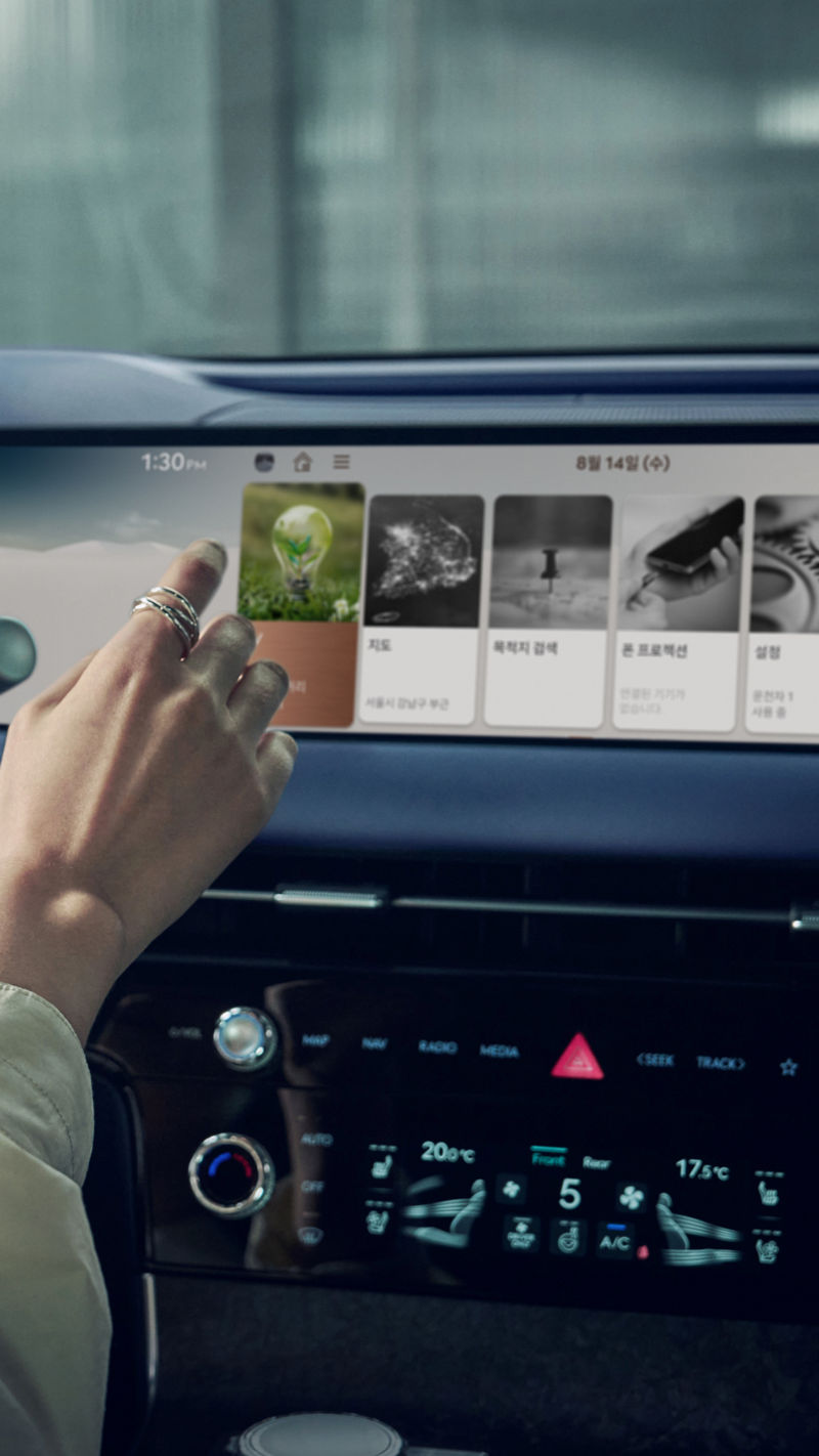 High-resolution image showcasing the unique exterior design and elements of the Genesis Electrified G80 luxury sedan.