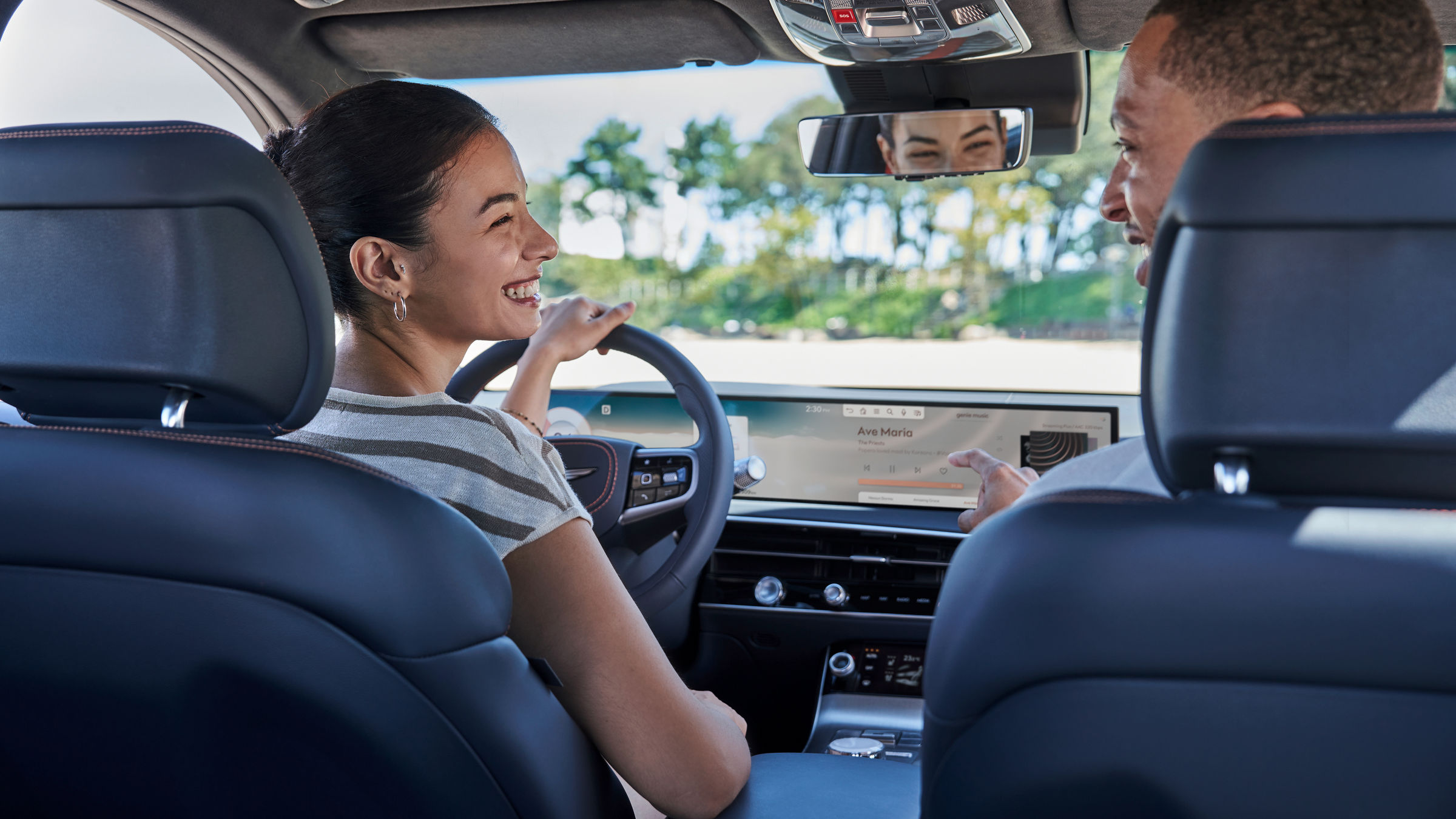 The center control panel next to the driver's seat is highlighted.