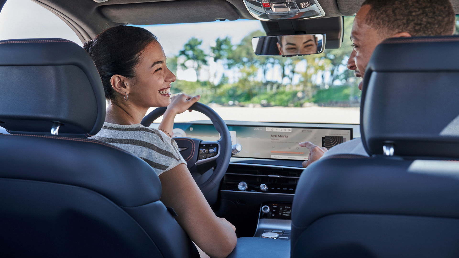 The center control panel next to the driver's seat is highlighted.