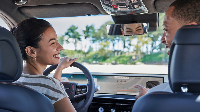 The center control panel next to the driver's seat is highlighted.
