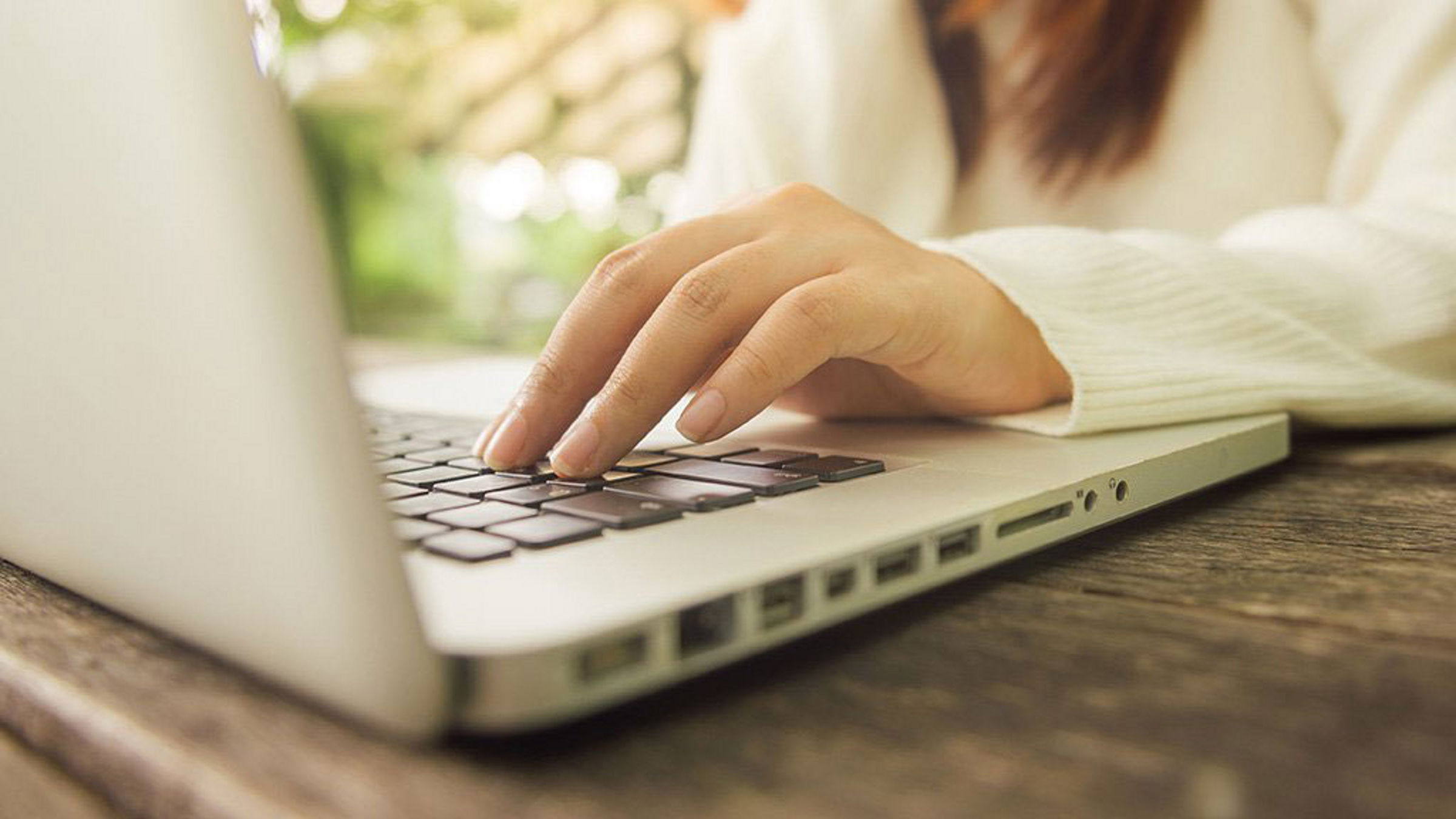 Woman working on a notebook