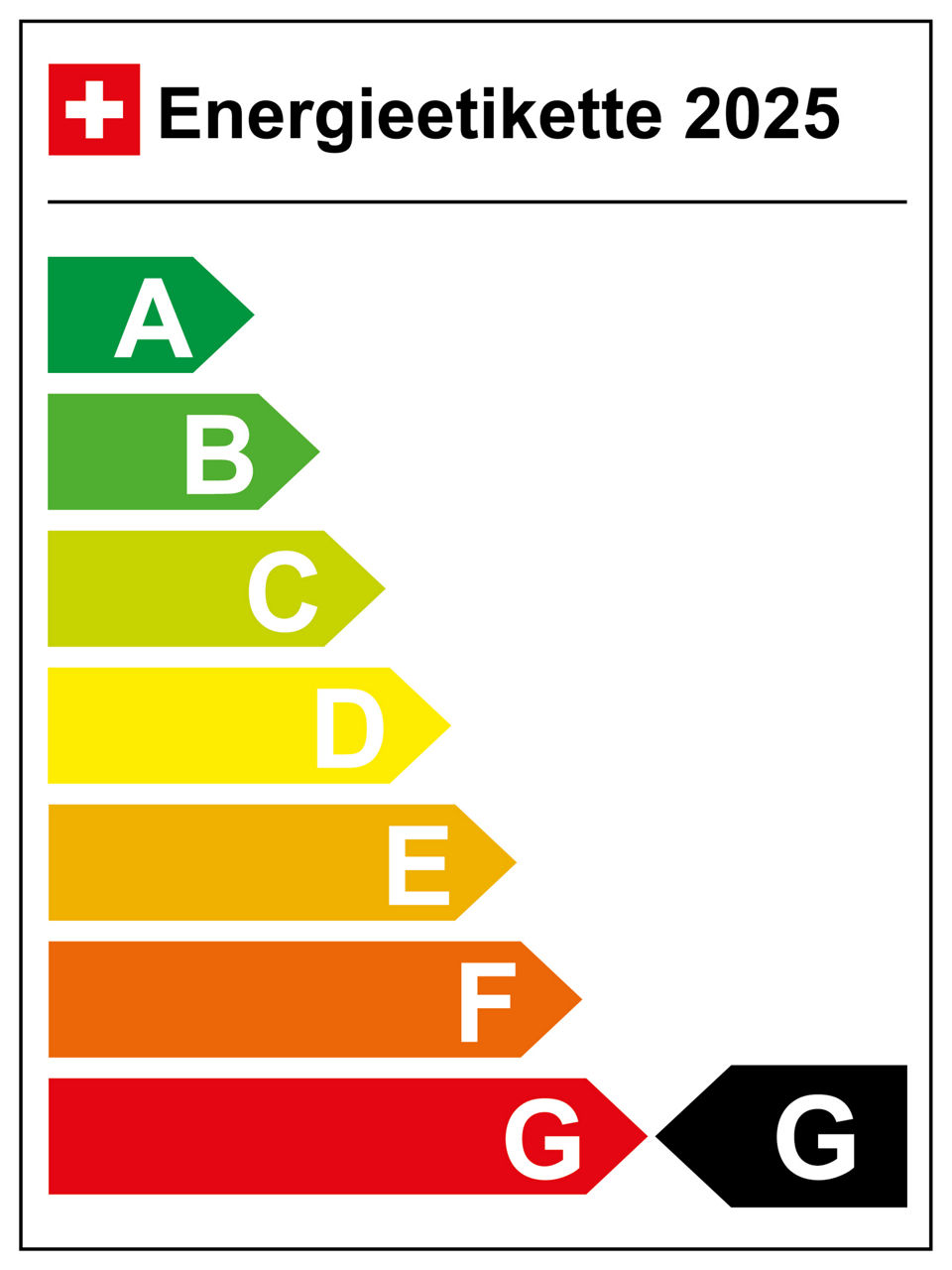 Swiss G-rating energy label in german