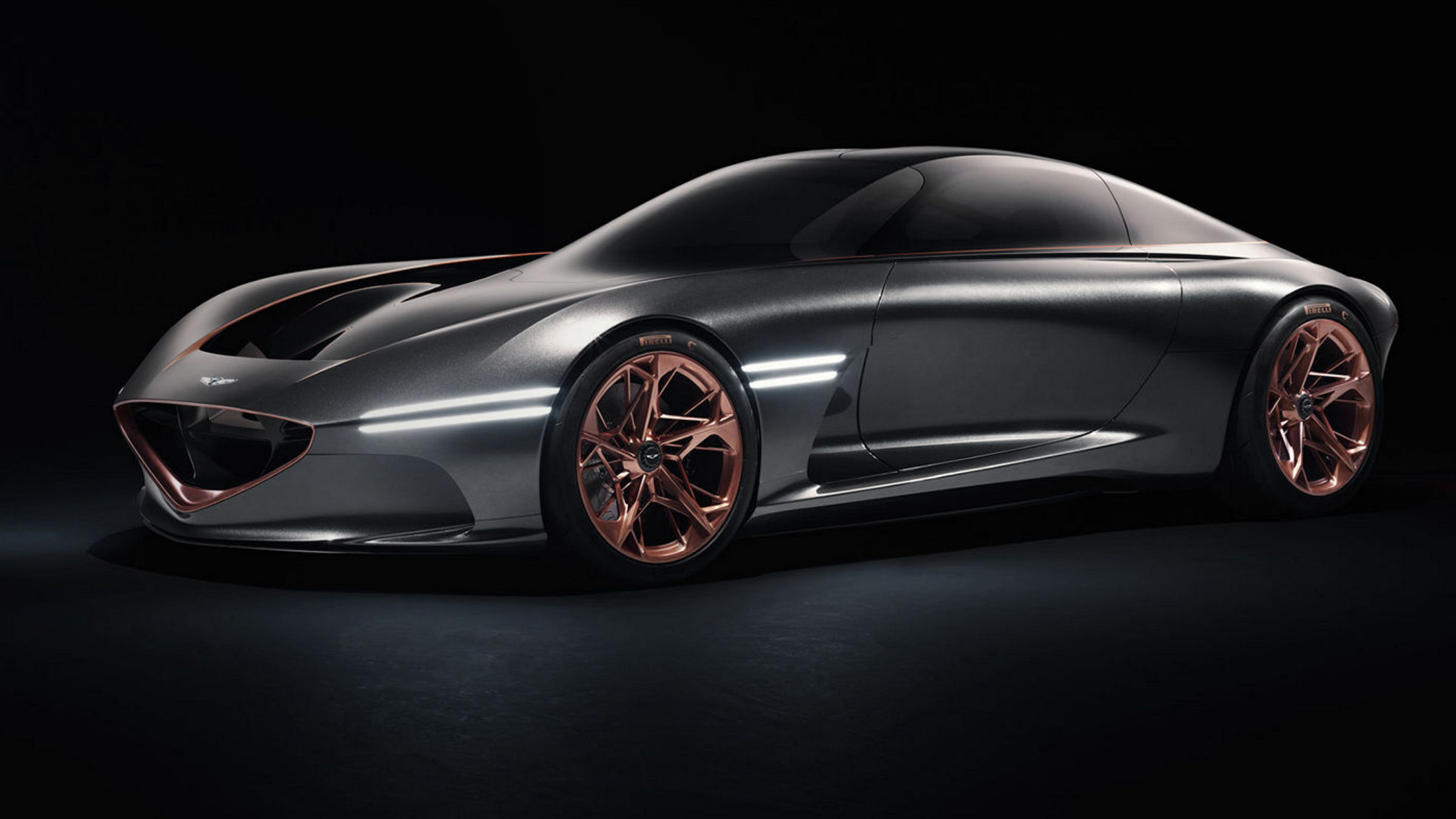 Genesis Essentia concept car with copper alloy wheels.